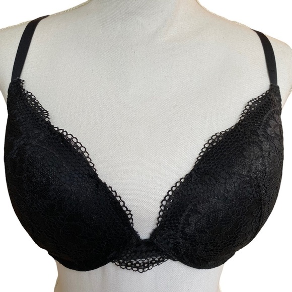 La Senza Obsession Plunge Bra Size 34DD Black Lace Convertible to Racerback - Picture 1 of 13